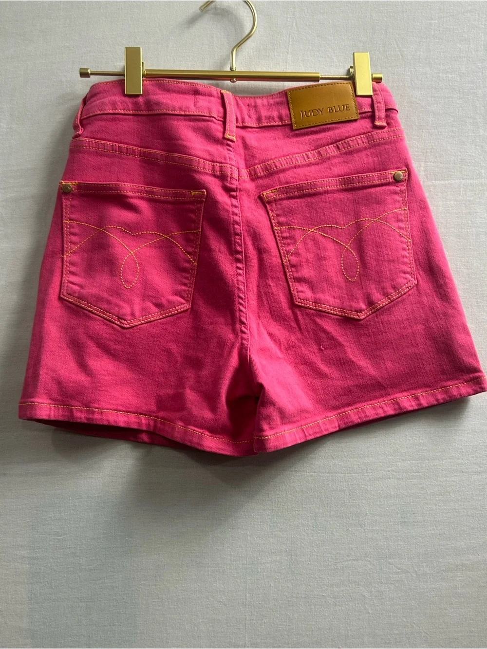 Judy Blue magenta garment-dyed high-waist denim shorts